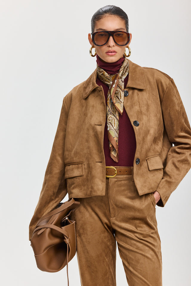 ז'קט אייריש קופי זמש קאמל