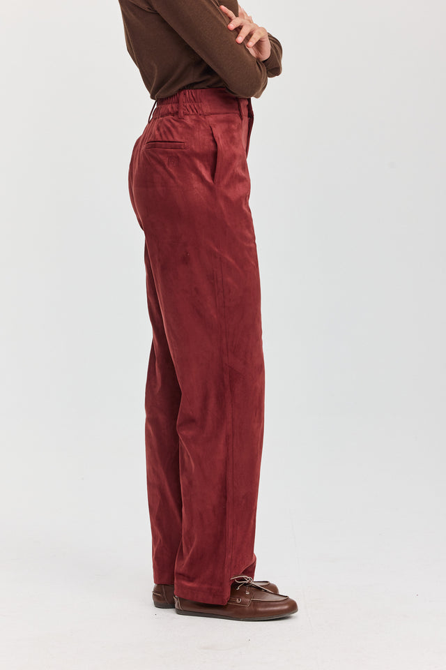 מכנסיים מחויטים קפה זמש בורגנדי