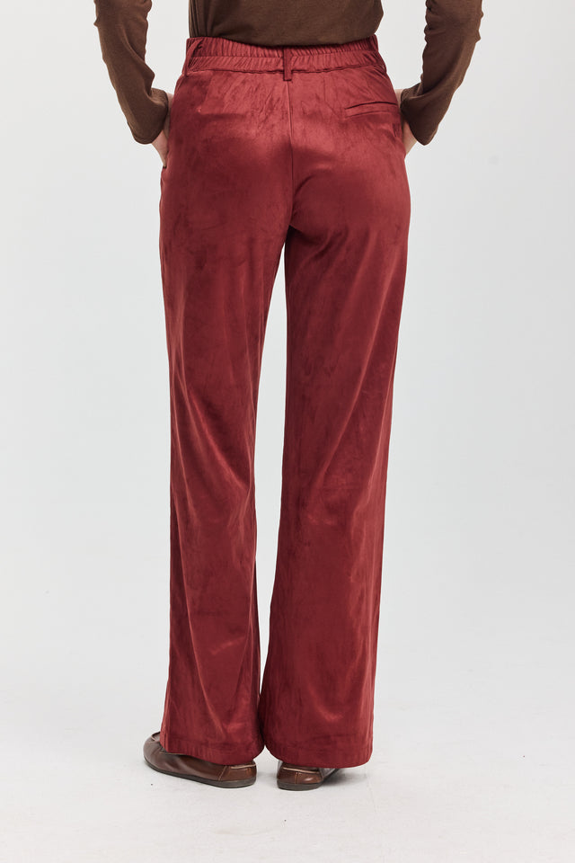 מכנסיים מחויטים קפה זמש בורגנדי