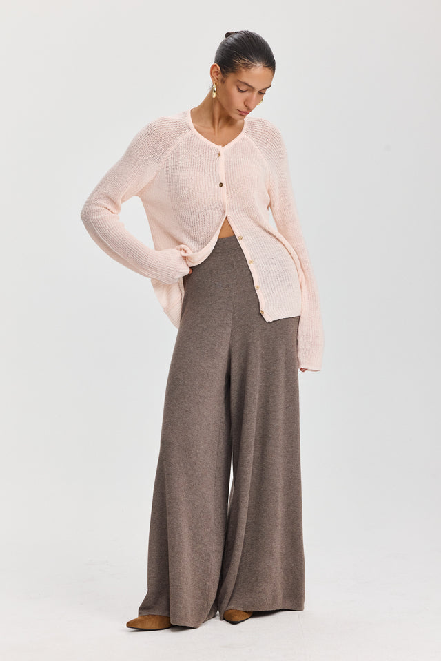 מכנסי פריס מתרחבים סריג טראפל