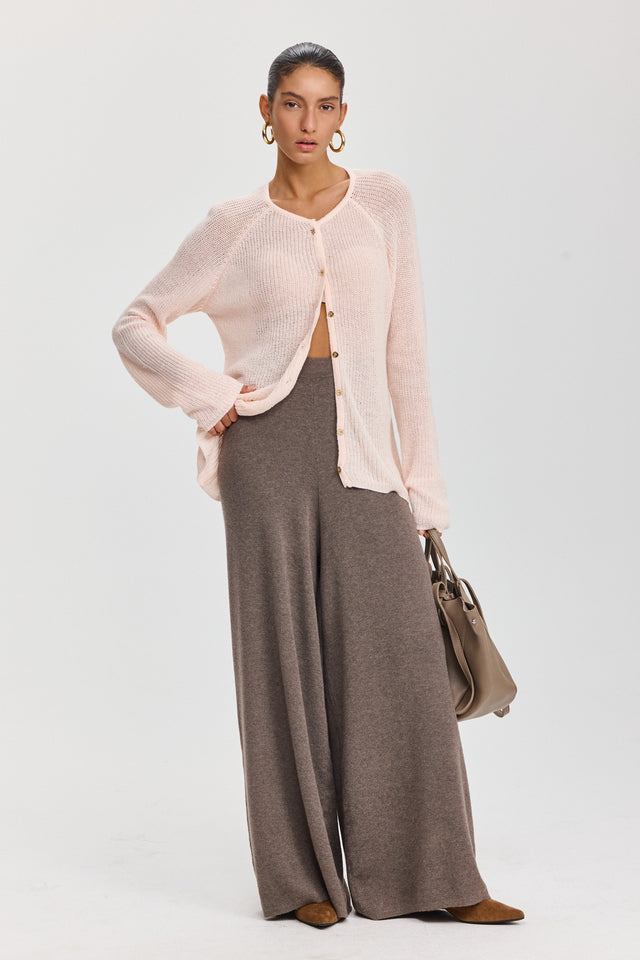 מכנסי פריס מתרחבים סריג טראפל