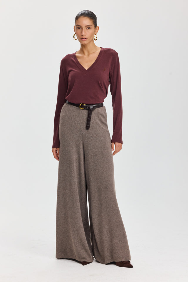 מכנסי פריס מתרחבים סריג טראפל