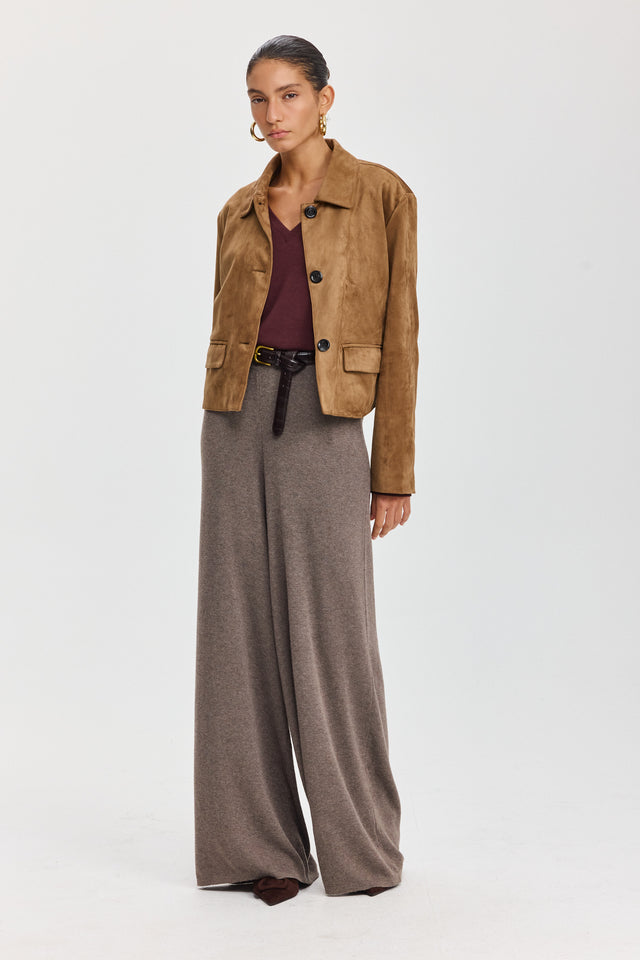 מכנסי פריס מתרחבים סריג טראפל