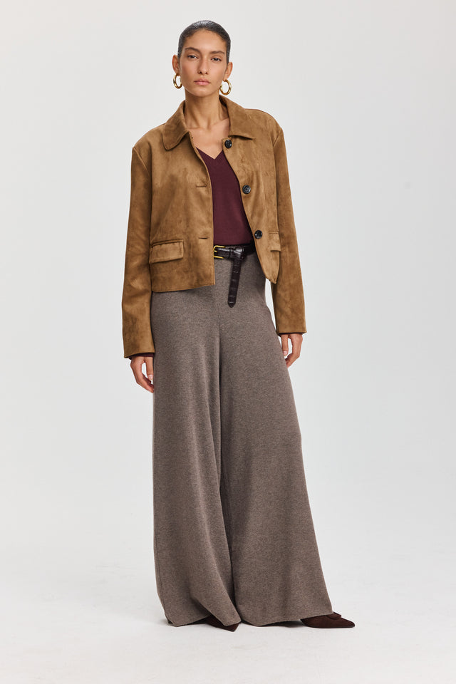 מכנסי פריס מתרחבים סריג טראפל