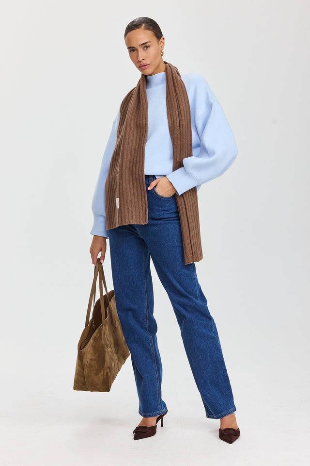 צעיף פרוסטינג סרוג חום