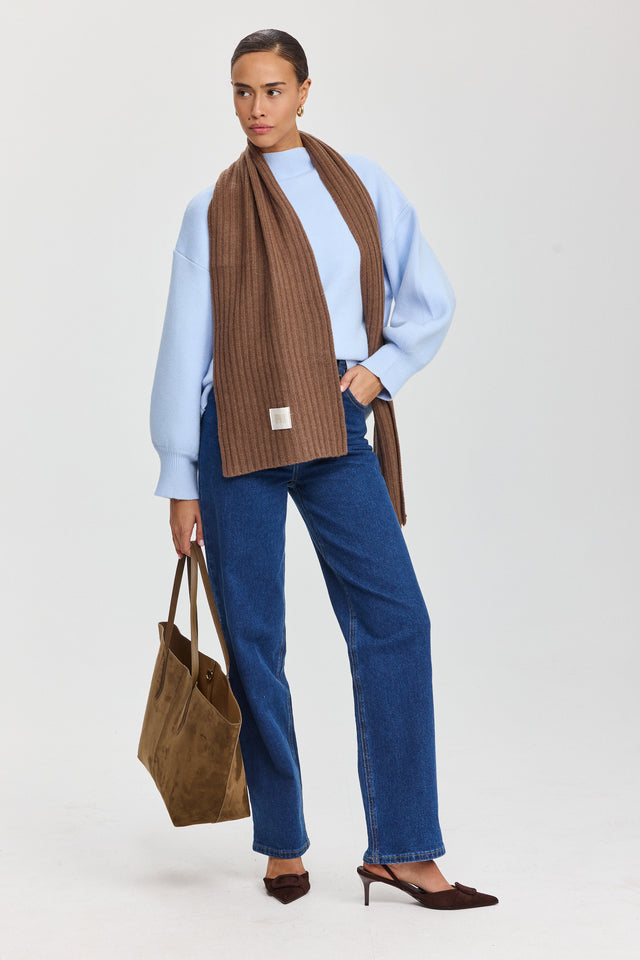 צעיף פרוסטינג סרוג חום