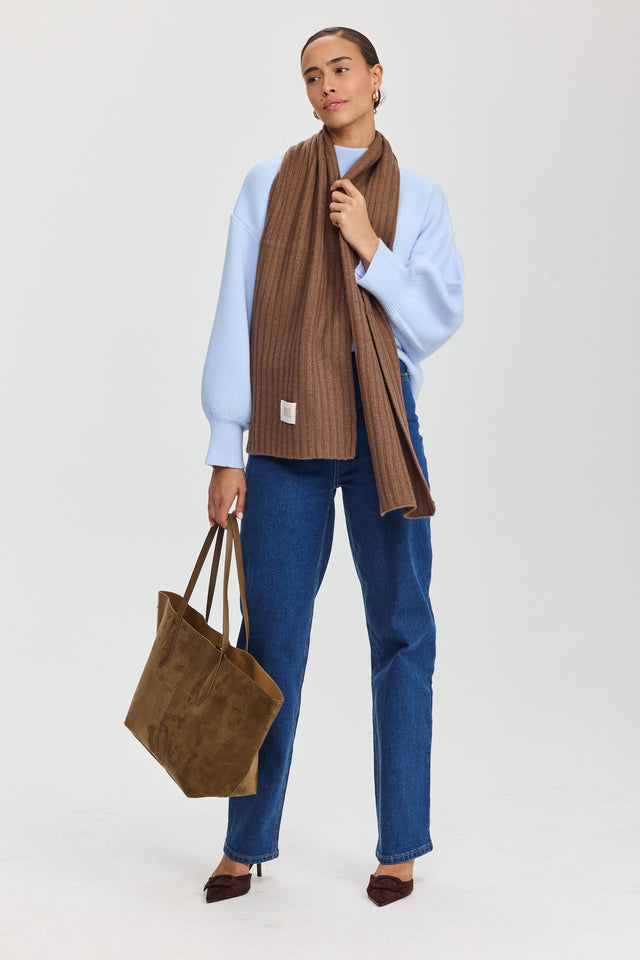 צעיף פרוסטינג סרוג חום