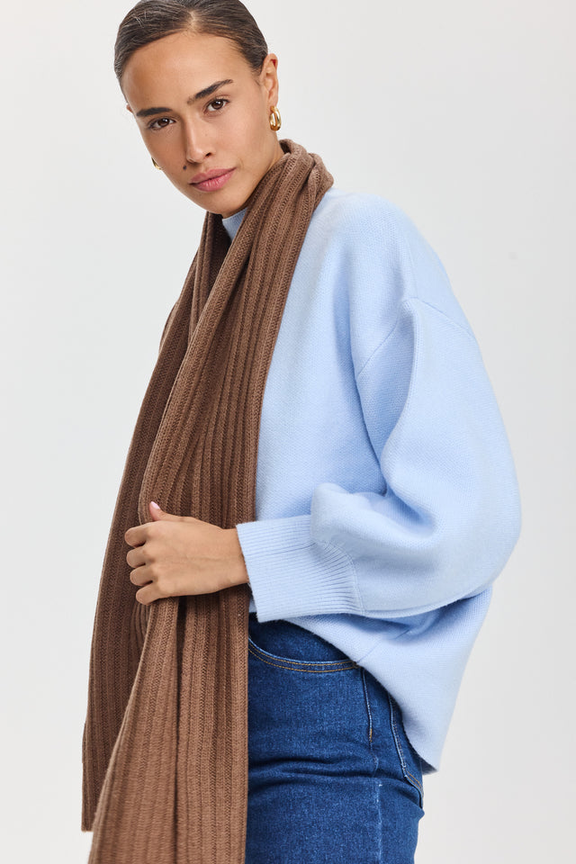 צעיף פרוסטינג סרוג חום