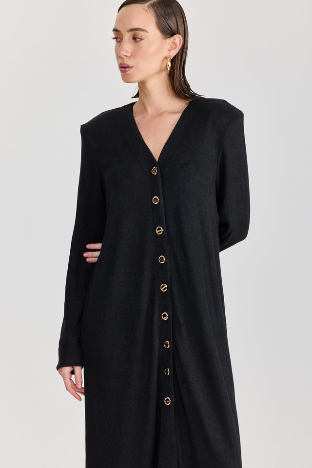קרדיגן טוניקת שמלה וויסקי מקסי כריות נשלפות שחור