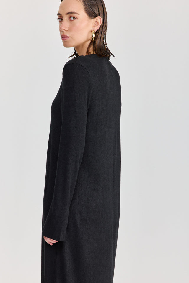 קרדיגן טוניקת שמלה וויסקי מקסי כריות נשלפות שחור