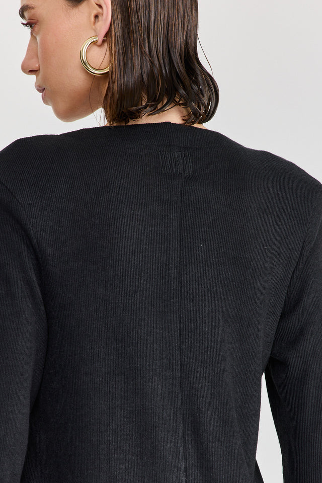 קרדיגן טוניקת שמלה וויסקי מקסי כריות נשלפות שחור