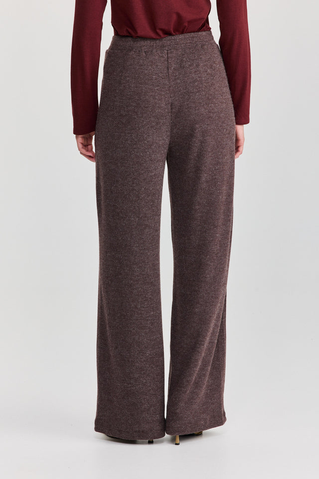 מכנסיים מחוייטים סריג וויסקי רוכסן גומי שחורים