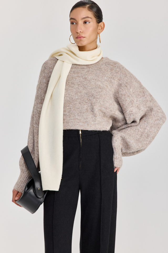 מכנסיים מחוייטים סריג וויסקי רוכסן גומי שחורים