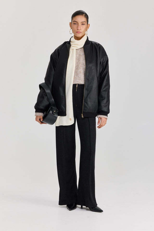 צעיף סריג חלק שמנת