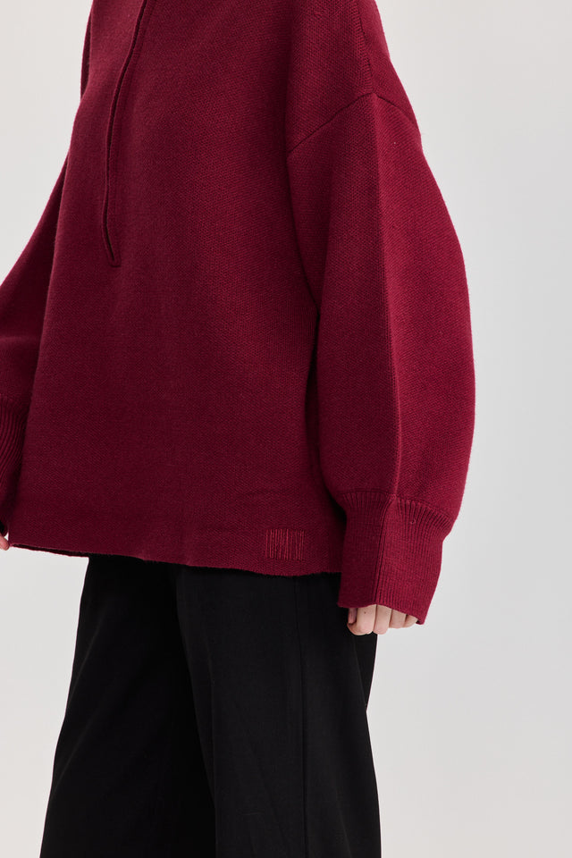 סוודר פרזנט זיפר בורגנדי