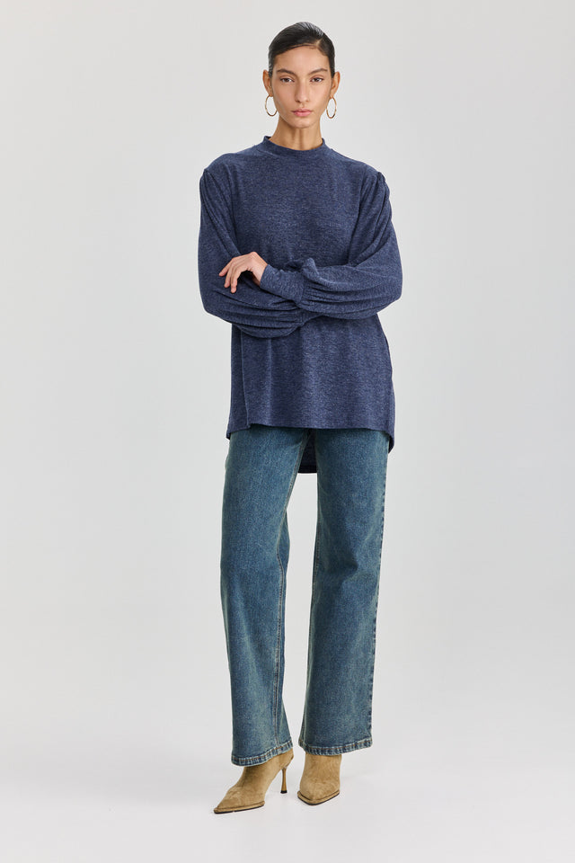 חולצת פונדו שרוולים תפוחים נייבי