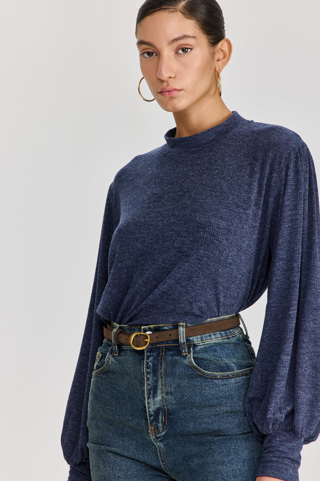 חולצת פונדו שרוולים תפוחים נייבי