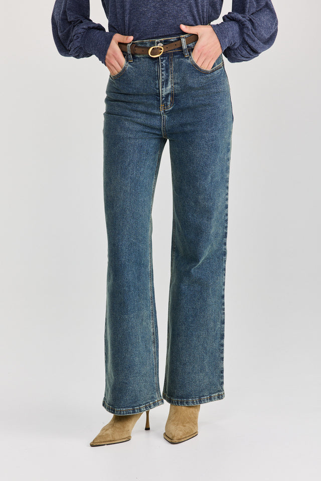 מכנסי ג'ינס גולדי מתרחבים גבוהים כחול וינטג'