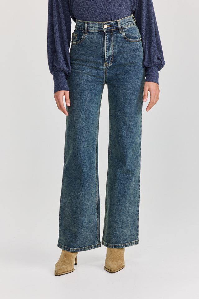 מכנסי ג'ינס גולדי מתרחבים גבוהים כחול וינטג'