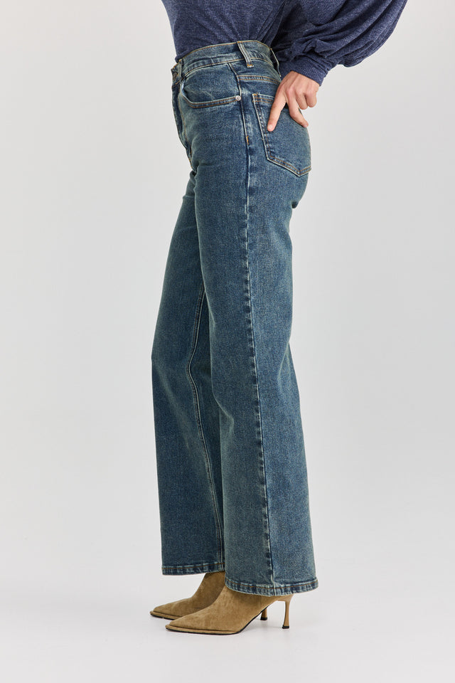 מכנסי ג'ינס גולדי מתרחבים גבוהים כחול וינטג'