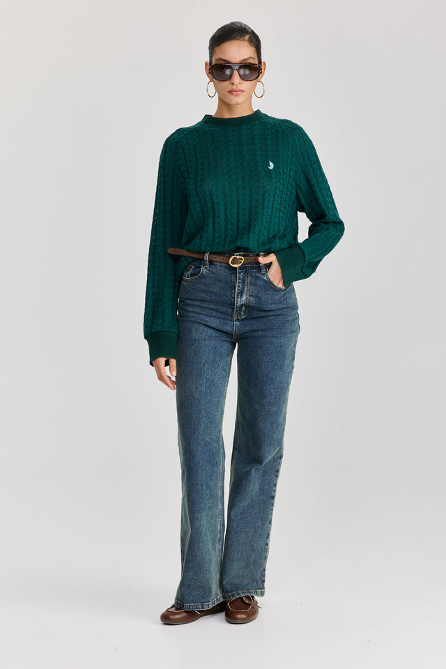 מכנסי ג'ינס גולדי מתרחבים גבוהים כחול וינטג'