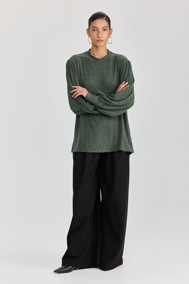 חולצת פונדו שרוולים תפוחים ירוק בקבוק