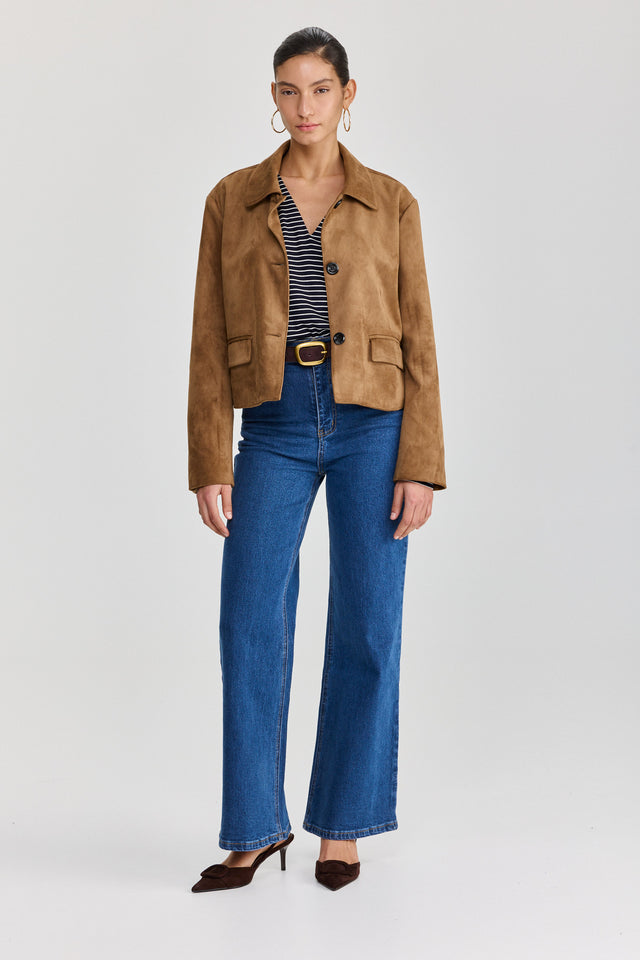 חולצת וי כיווצים שרוולים ארוכים פסים נייבי