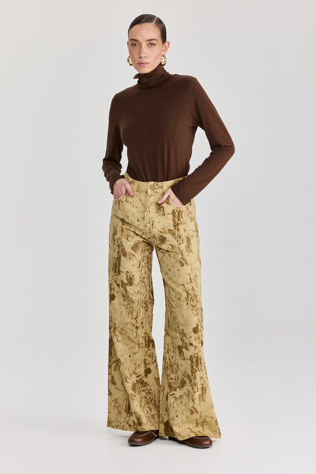 מכנסי ג'ינס מתרחבים נחש חאקי