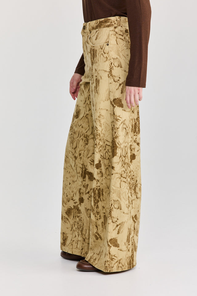 מכנסי ג'ינס מתרחבים נחש חאקי