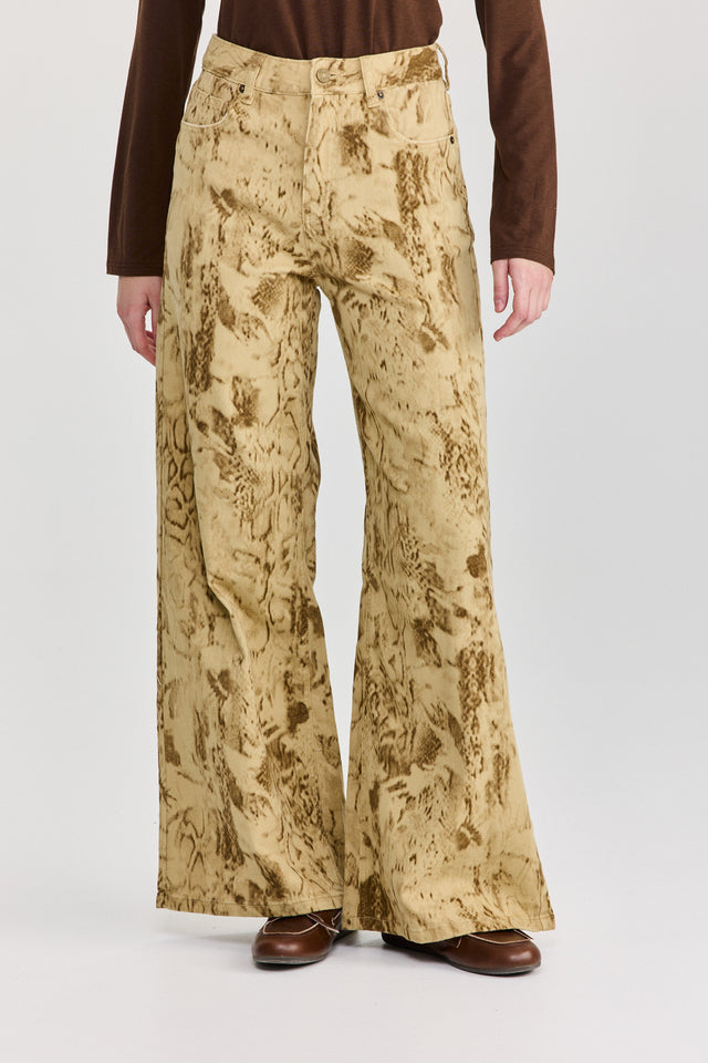 מכנסי ג'ינס מתרחבים נחש חאקי