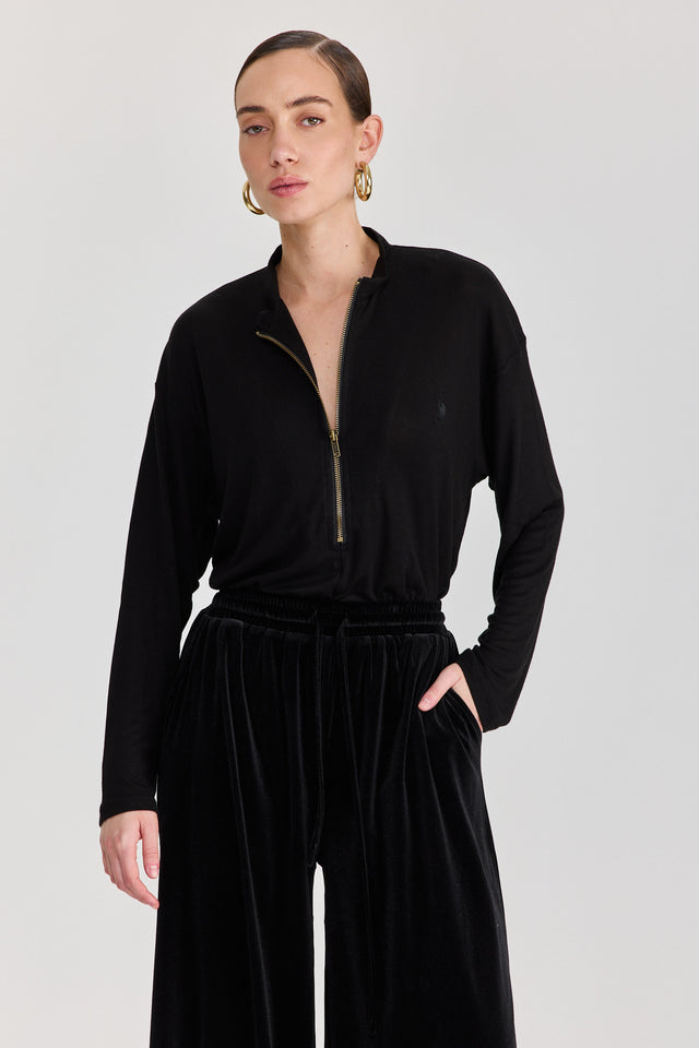 חולצת זיפר ספייסי שרוול ארוך שחורה