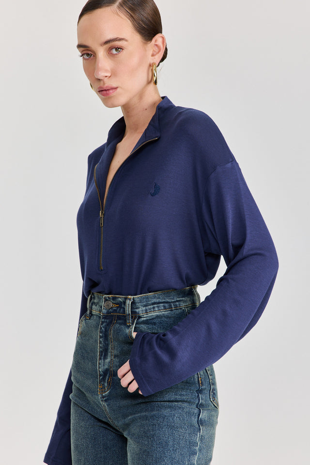 חולצת וונט זיפר שרוול ארוך נייבי