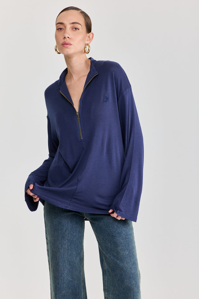 חולצת וונט זיפר שרוול ארוך נייבי