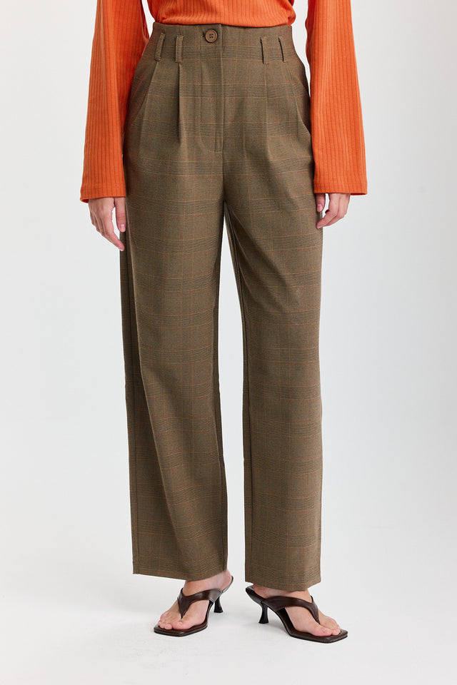 מכנסיים מחוייטים טירמיסו משובץ חומים