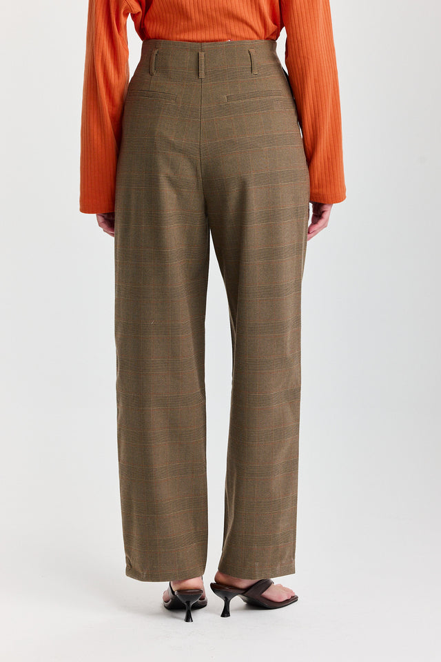 מכנסיים מחוייטים טירמיסו משובץ חומים