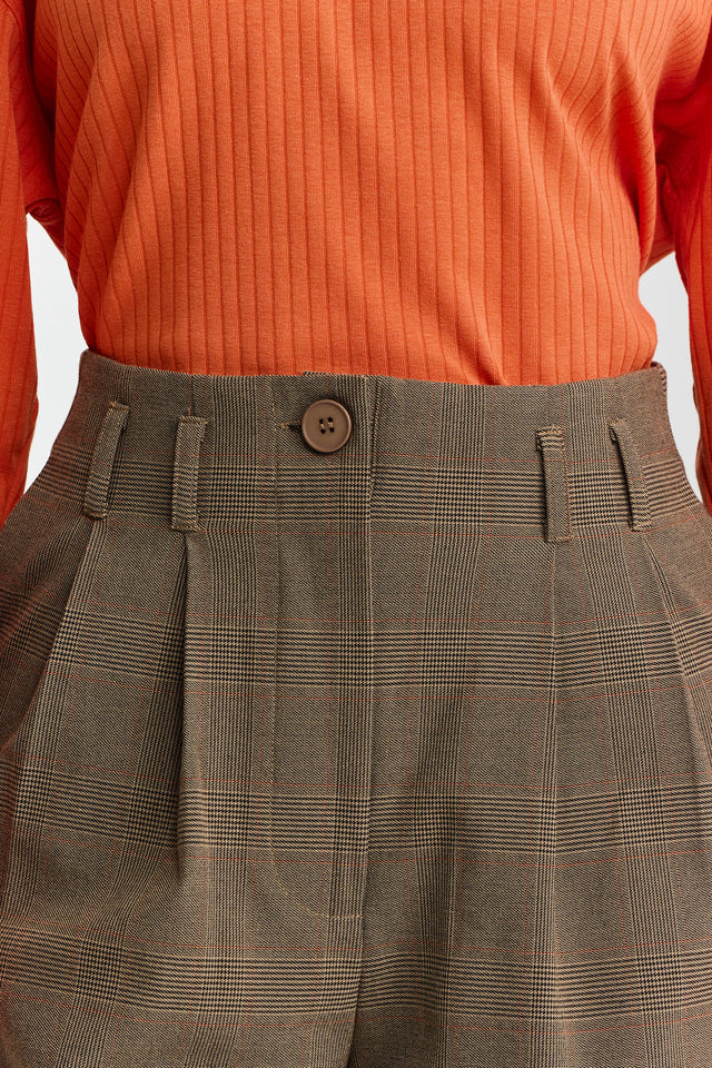 מכנסיים מחוייטים טירמיסו משובץ חומים