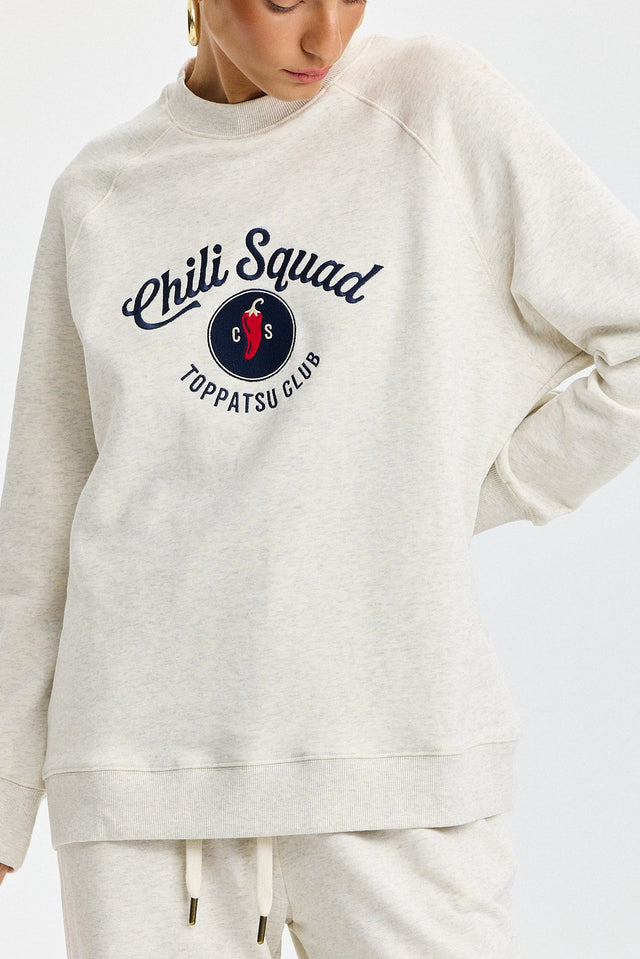 סווטשירט ספייסי סקווד שרוול ארוך רגלן שמנת מלאנז׳