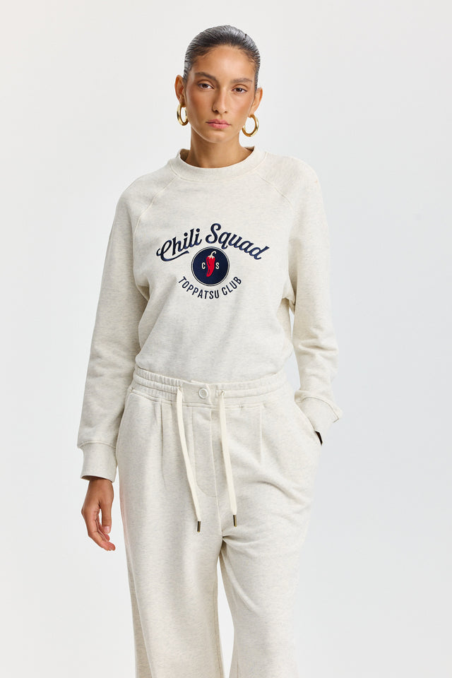 סווטשירט ספייסי סקווד שרוול ארוך רגלן שמנת מלאנז׳