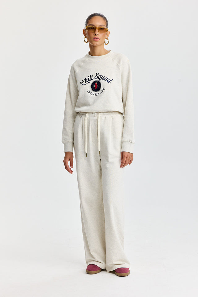 סווטשירט ספייסי סקווד שרוול ארוך רגלן שמנת מלאנז׳