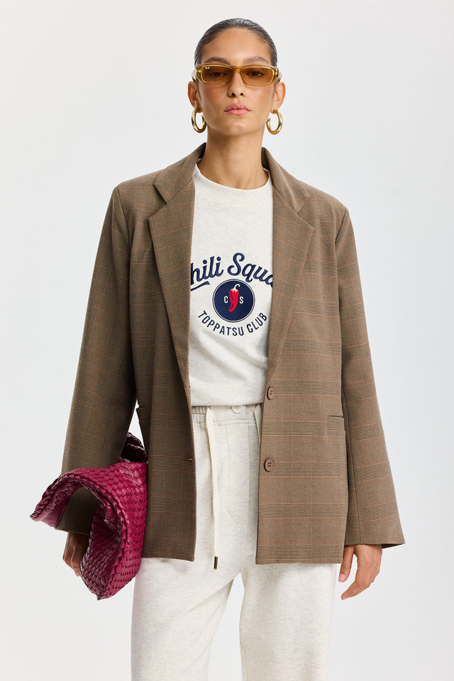 סווטשירט ספייסי סקווד שרוול ארוך רגלן שמנת מלאנז׳