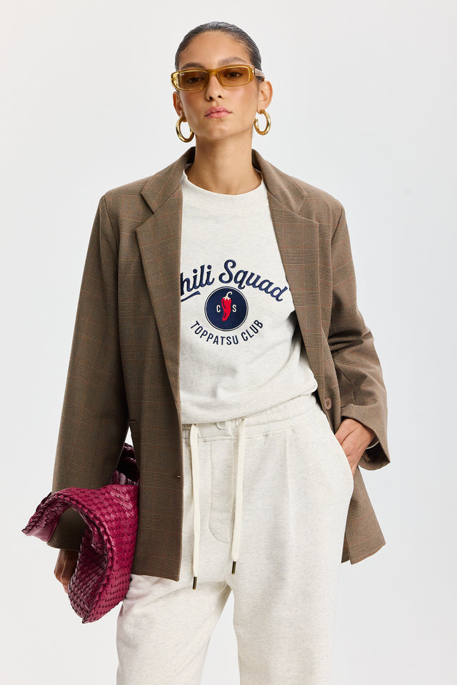 סווטשירט ספייסי סקווד שרוול ארוך רגלן שמנת מלאנז׳