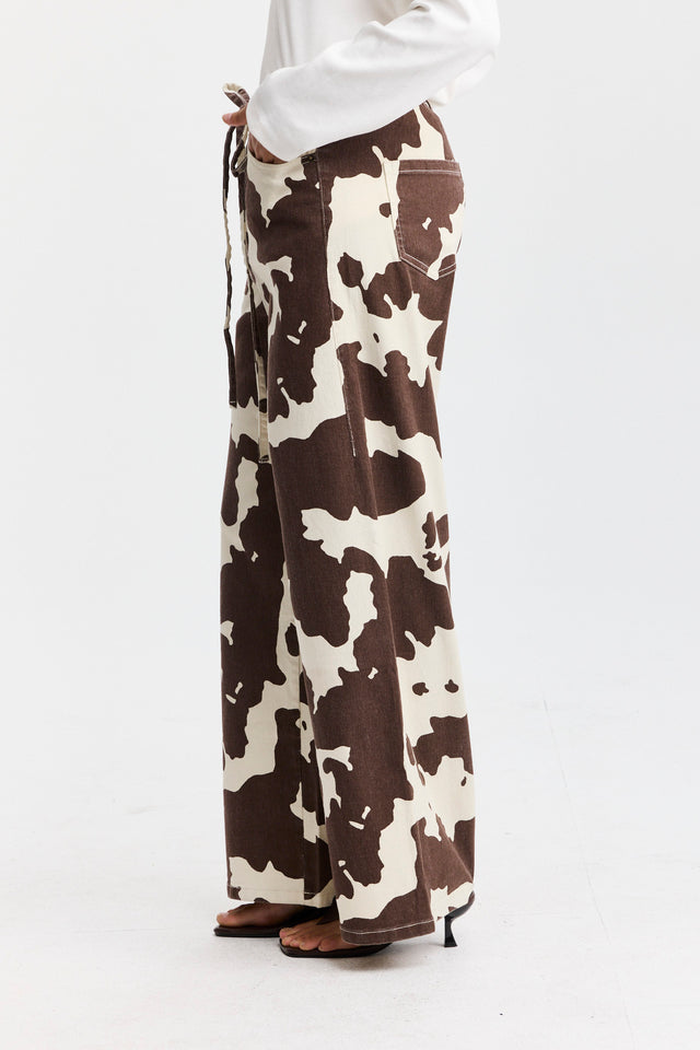 מכנסי ג'ינס טופו גומי קשירה COW