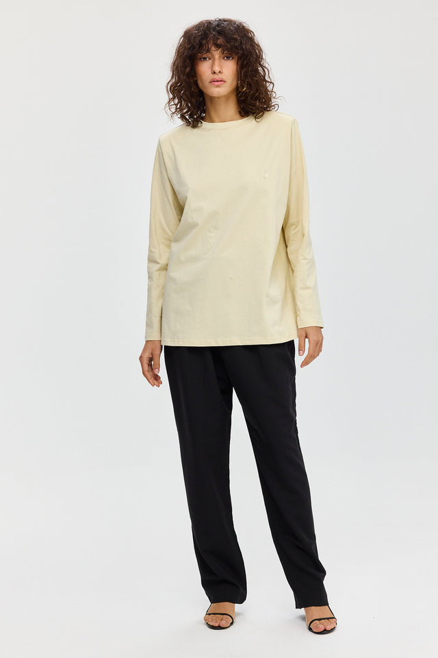 חולצת ספייסי פנקייק כריות כתפיים נשלפות ארוכה חמאה