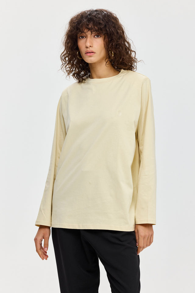 חולצת ספייסי פנקייק כריות כתפיים נשלפות ארוכה חמאה