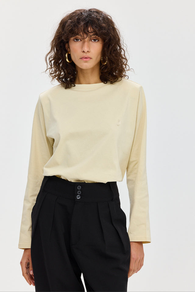 חולצת ספייסי פנקייק כריות כתפיים נשלפות ארוכה חמאה