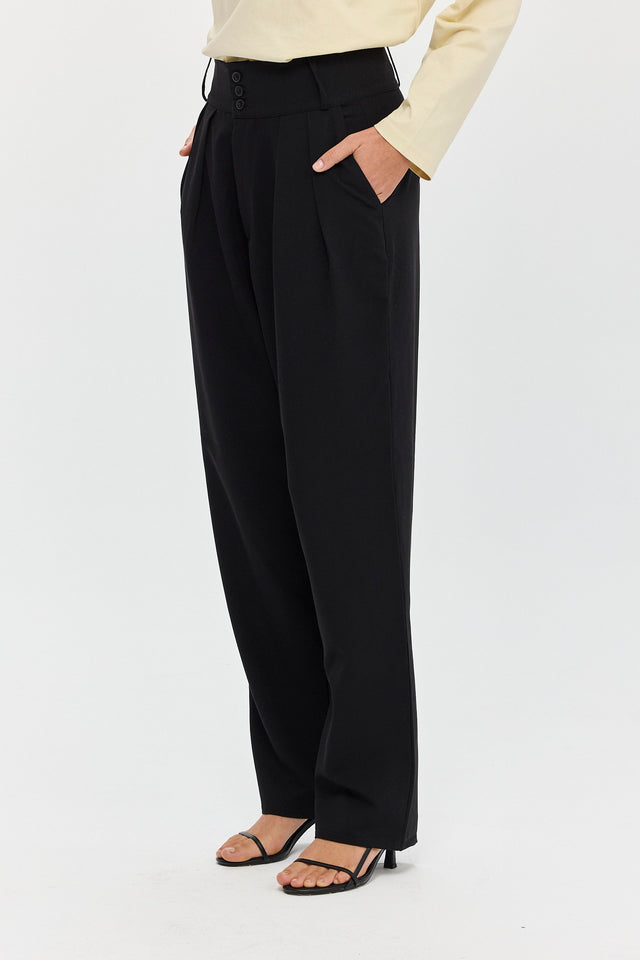 מכנסיים מחוייטים פנה קוטה שחורים