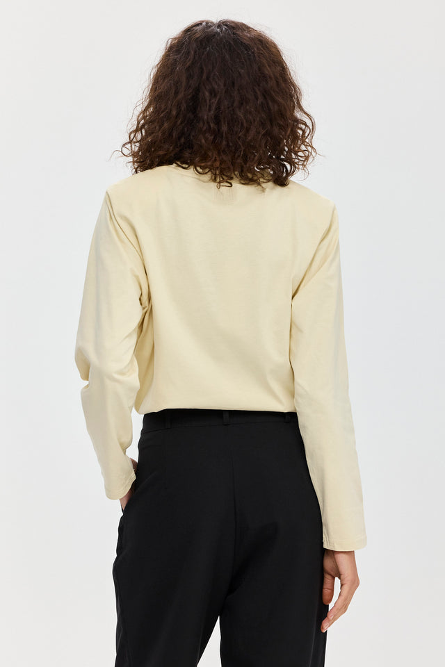 חולצת ספייסי פנקייק כריות כתפיים נשלפות ארוכה חמאה