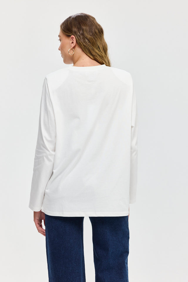 חולצת ספייסי פנקייק כריות כתפיים נשלפות ארוכה לבנה