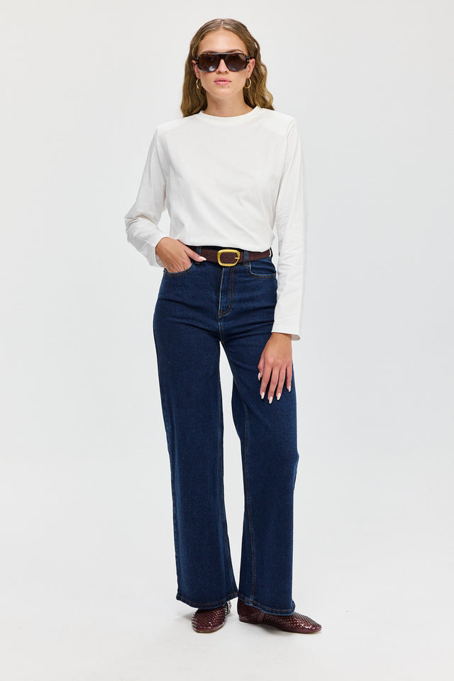 חולצת ספייסי פנקייק כריות כתפיים נשלפות ארוכה לבנה