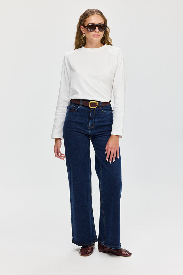 חולצת ספייסי פנקייק כריות כתפיים נשלפות ארוכה לבנה